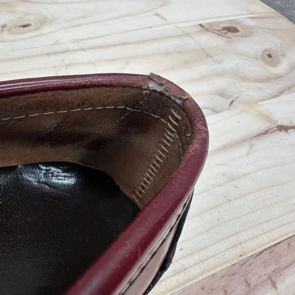 Sebago Classic Dan Penny Loafers Mens 10.5 Burgundy Leather Beefroll Made in USA